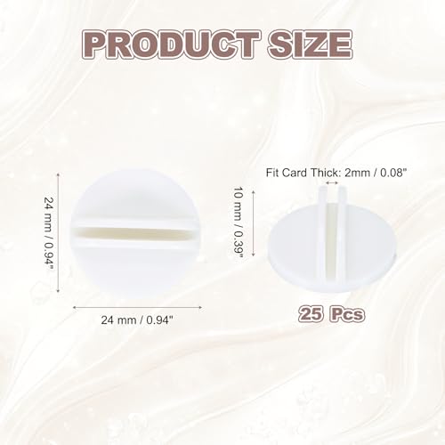 PATIKIL Mini Card Stands (2mm /0.08" White) (25Pcs) Plastic Round Place - color: White