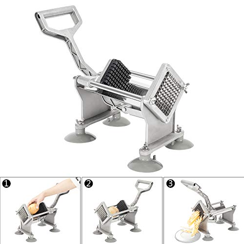 ROVSUN Commercial Vegetable Chopper French Fry Cutter Stainless Steel w/ 4 Sizes Blades, Fruit Potato Slicer, 1/2", 3/8", 1/4" & 8-Wedge Blades and Pusher Blocks for Restaurants, Home & Kitchen - size: Horizontal Style