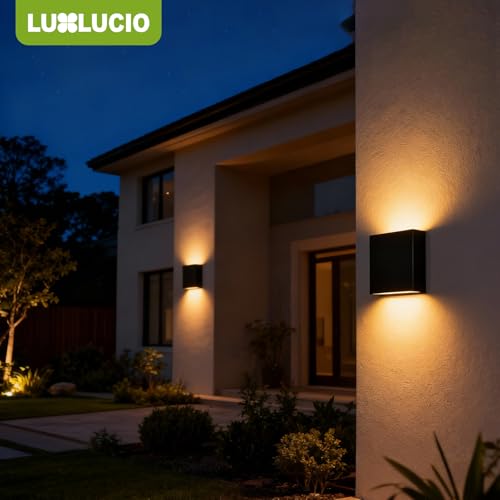 2 Pack Indoor Outdoor Black Up and Down LED Wall Light, Modern Bedroom/Porch Wall Lamp, IP65 Waterproof, 5%-100% Dimmable 18W 1620lm, 5CCT (2700K-5000K), CRI 90+, 120V-277V - color: Black, size: 2pack