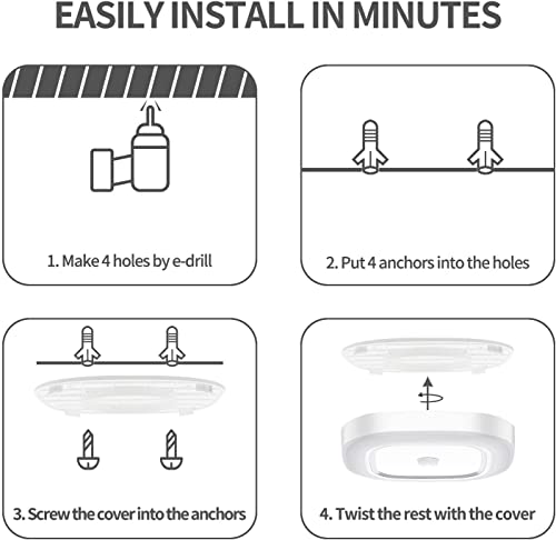Motion Sensor LED Ceiling Light Battery Operated, Wireless 300LM Indoor - color: Warm White