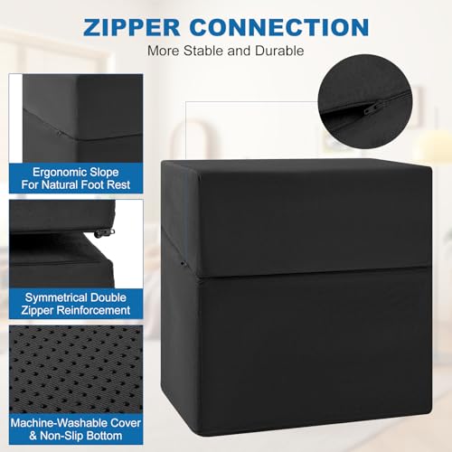 Adjustable Foot Rest Under Desk, Black - color: Black