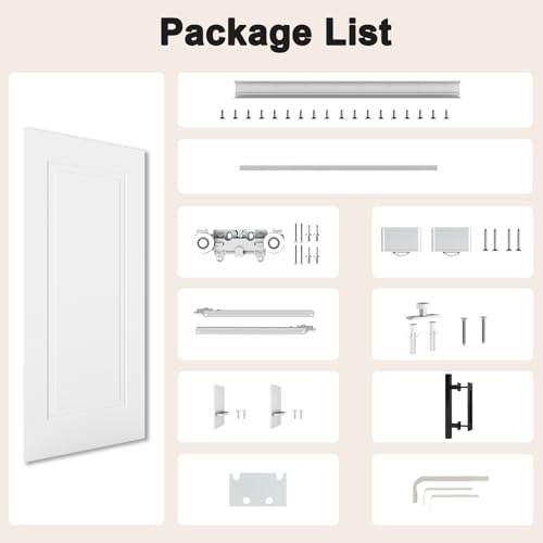 JUBEST 36"x84" Concealed Barn Door with Soft Close Hardware Kits, Primed