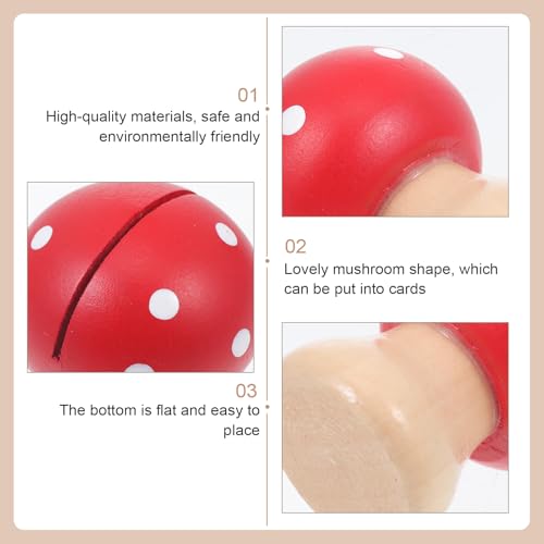 Lurrose Mushroom Business Card Holder 5-pack Wooden Note Clamp Photo Holder for Table Numbers Memo Cards Blessing Cards Wedding Shop Office Message Display