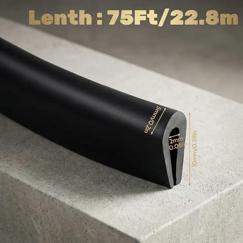 Tondiamo Rubber U Channel Edge Trim, Door Seal Strip - color: Black, size: 75 Feet,1/16 Inch