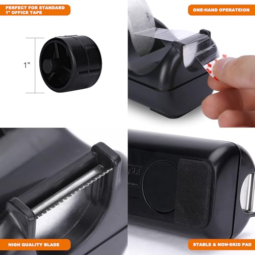 Eagle Basics Office Desk Tape Dispenser for Office Home School (Black)