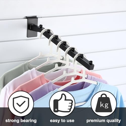 Blulu 10 Pcs 7 Ball Slatwall Waterfall Hook 13.8'' Metal Slat Wall, Black - color: Black