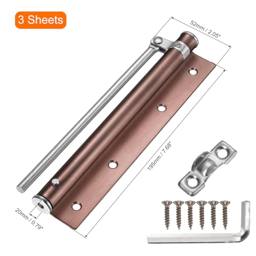 uxcell 3 Pcs 195mm/7.68" Spring Door Closer, Stainless Steel Automatic Door Closers with Adjustable Closing Speed for Home Self-Closing 5kg Door, Red Bronze - color: Red Bronze, size: 195mm