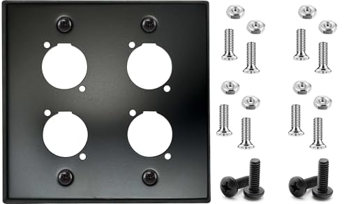 DIYTECH 4 Port Black XLR Wall Plate Blank Panel for Pro Audio - style: 4 Port Black