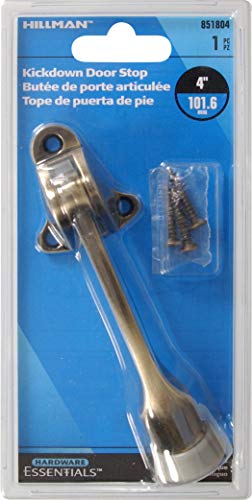 Hillman Kickdown Door Stop, 4in, 1 Pack, Antique Brass - color: Antique Brass