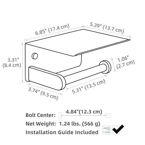 APLusee Toiler Paper Holder with Phone Shelf, Brushed Nickel, Wall Mounted - color: Brushed Nickel, size: Single Rod