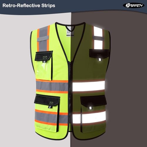 JKSafety Safety Vest for Men Women Hi Vis Reflective Vest JK220 Yellow XL - color: Jk220-yellow, size: X-Large