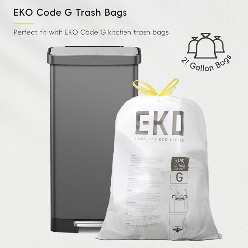 EKO Hudson Stainless Steel 75 Liter/20 Gallon Large Kitchen Trash Can, Tall Step Garbage Can with Rear Bag Storage Compartment, Gunmetal - color: Gunmetal, size: 75L