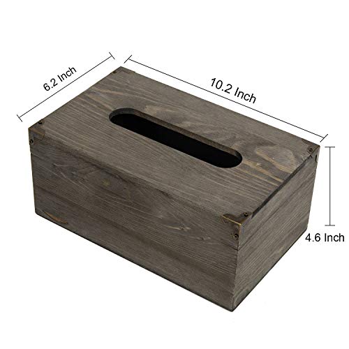 Distressed Wooden Rustic Facial Tissue Box Holder Tissue Box Cover Napkin Dispenser for Bathroom Living Room Dining Room Bedroom Toilet (Grey) - color: Grey