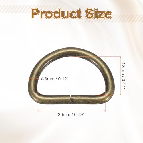 HARFINGTON D Ring Metal Electroplate D-Shape Buckle Clips Multi-Purpose Buckle Straps Accessories for Backpacks Webbing Strap - color: Bronze, size: 16mm
