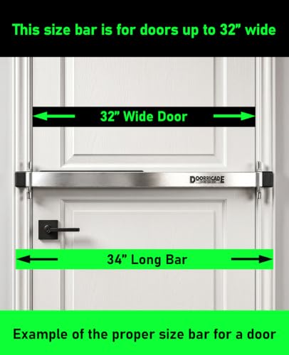 Doorricade Security Bar - Fits an Inward Opening Door up to 32" Wide-Silver - color: Silver, size: Doors up to 32" Wide Get this 34" Long Bar.