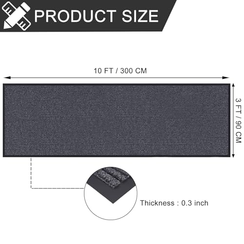 CHICHIC 3'x10' Indoor Outdoor Heavy Duty Door mat, Welcome Front Door Mat for Home Entrance, Super Water Absorbent Large Commercial Floor Mats, Non Slip Rubber Back Entryway Rugs for Garage (Grey) - size: 3'x 10'
