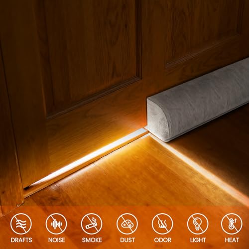 GDHOMM Under Door Draft Stopper, Door Gap Filler for Bottom of Doors, Fits 30” 32” 34” 36” Door, Muffles Sound, Keeps the Draft Out,Block Cold Air, Wind, Bugs, Easy to Install - color: Gray