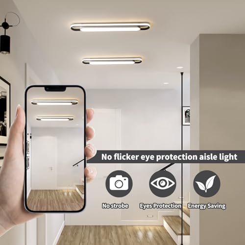 Dimmable LED Ceiling Light Modern Linear LED Ceiling Lamp 36.2" Smart Semi Flush Mount Wraparound Shape Lighting Fixture with Remote Control for Kitchen Dining Room & Laundry (50W) - color: Dimmable, size: 36.2 Inch