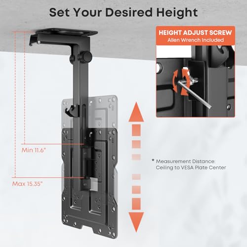 Flip Down TV Mount for Most 23'' to 55'' TVs, Manual Ceiling TV Mount