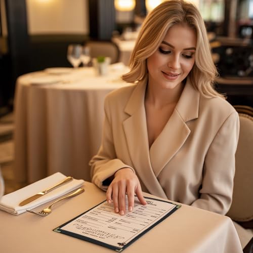 Menu Covers 25 Pack 8.5 x 14 inch - Black Vinyl Menu Holders with Clear Sleeves | 2-View Waterproof Restaurant Menu Protectors | Top-Loading for Cafes, Diners & Catering - color: Black, size: 1 Pages /2 Views-8.5"x14"