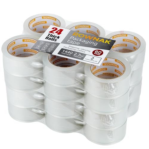 Clear Packing Tape 24 Rolls - Heavy Duty Packaging Tape 2.7mil Thick, 2.0 in. Wide x 60 Yards - Strong Adhesive, Silent, Reliable Package Tape for Home Office Shipping Moving Sealing - size: 24rolls/ 2.7mil/ 60yard