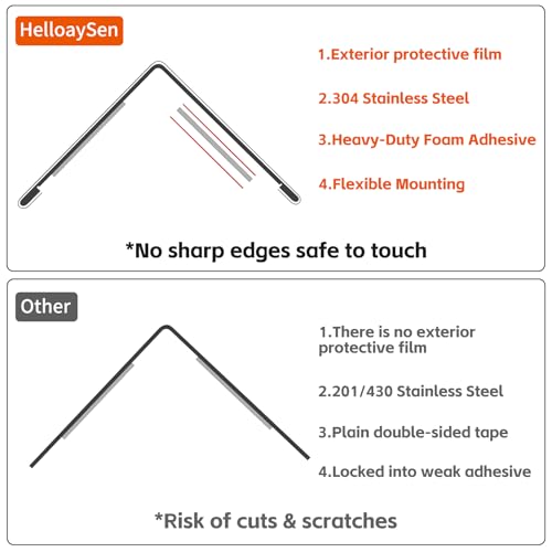 2x2x48 Inch 304 Stainless Steel Wall Corner Guards (10-Pack) Heavy Duty Rounded Corner Protector, Smooth Folded Edge Design for Wall Protection 90° Angle Metal Edge Guard - color: Silver, size: 2x2x48 Inches