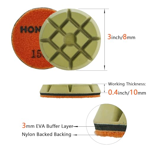 3" x 10mm Diamond Polishing Pads, 1500 Grit, 3-Pack Resin Bond - style: 1500 Grit