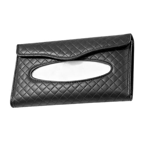 Car Visor Tissue Holder, Clip-on, Large Opening, PU Leather, Black - color: Black