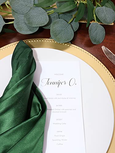 YOUR CHAIR COVERS - 10 Pack 20 Inch L'Amour Satin Napkins, Oversized, Double Folded and Hemmed Table Napkins for Restaurant, Bistro, Wedding, Thanksgiving and Christmas (Emerald Green) - color: Emerald Green