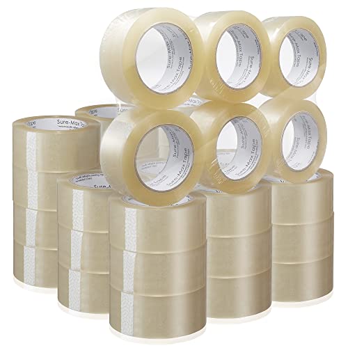 Sure-Max Premium Carton Packing Tape 2.0 mil 330 Feet (110 Yards) - Clear - 1 Case (36 Rolls Total)