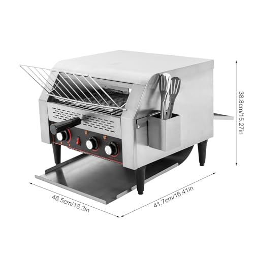 450 Slices/H Commercial Electric Conveyor Toaster w/ 7 Speed Adjustable Countertop Stainless Steel Bread Toaster for Bagel Burgers bun Baked Food Sandwich, 2400W Heavy Duty Restaurant Toaster