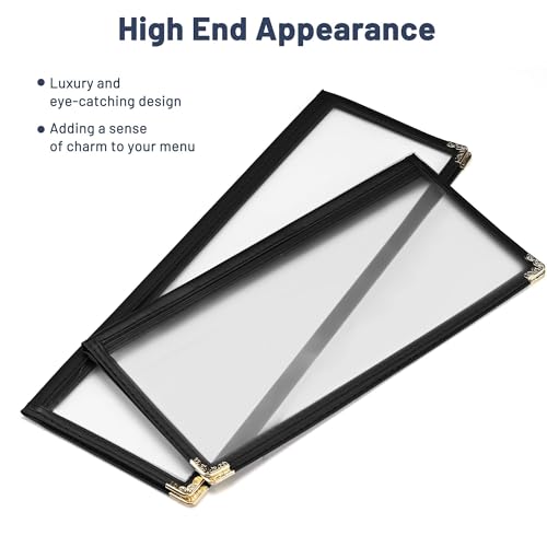WeChef 30 Pack Restaurant Menu Covers 4.25x11" Double Stitched Menu Folder - size: 4.25x11" - 4 View