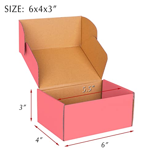 Pink Cardboard Corrugated Boxes - 6x4x3, 30 Pack Small Shipping Boxes for Mailing & Packaging - color: Pink, size: 6 x 4 x 3