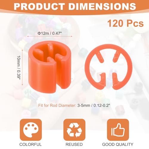 uxcell 120Pcs Clothes Hanger Size Markers Fit 3-5mm Rod Orange - color: Orange
