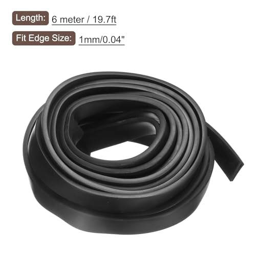 uxcell U Channel Edge Trim, 19.7ft Length Rubber Guard Seal Strip Edge Protector Flat Type Fit for 1mm Edge, (5/32" W x 11/16" H) Black - size: Fit 1mm x 19.7'L x 11/16"H x 5/32"W