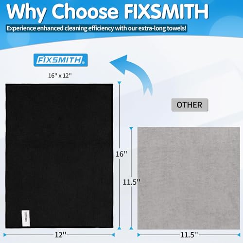 FIXSMITH Black Microfiber Cleaning Cloth -Pack of 50, Highly Absorbent Cleaning Rags, 16"X12" All Purpose Cleaning Towels for Housekeeping, Kitchen, Car, Lint Free and Reusable Microfiber Towels - color: Black, size: 50pk