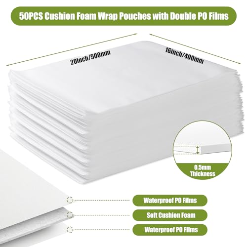 50PCS 16 x 20Inch Foam Pouches for Packing, Large Cushion Foam Wrap Pouches - size: 16"x20"