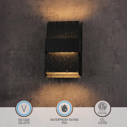 LEONLITE 2-Pack 5CCT LED Square Up Down Wall Lights Outdoor, ETL Listed