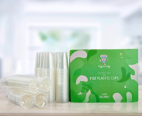 Lilymicky 500 Pack 9 oz Disposable Plastic Cups, 9 oz Clear Plastic Cups - style: 9 oz