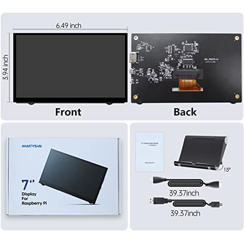 HAMTYSAN Raspberry Pi Screen, 7 Inch Portable Monitor External Display 800x480 IPS Screen Small HDMI Monitor for Raspberry Pi 400/4/3/2/Zero/B/B+ Jetson Nano Win11/10/8/7 (Non-Touch) - size: 7" 800x480, style: No-touch