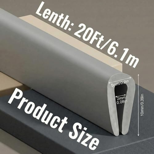 Tondiamo, Rubber U Channel Edge Trim, Door Seal Strip - color: Gray, size: 20 Feet,1/16 Inch