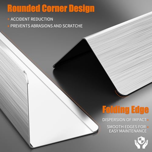 10pcs Wall Corner Guards 2x2x72 Inches 304 Stainless Steel Heavy Duty Rounded Corner Protector, Smooth Folded Edge Design for Wall Protection Silver - color: Silver, size: 2x2x72 Inches