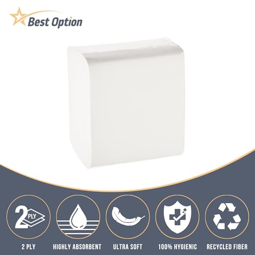 Soft 2-Ply Interfold Bath and Facial Tissue, White, Unscented 24 Pack (375 Sheets/Pack), For Dispenser Use, Hygienic Single Pull Toilet Paper (9000 Tissues, Bulk Box of 24-Packs)