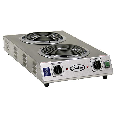 Cadco CDR-2TFB Space Saver Double Front to Back 220-Volt Hot Plate, Stainless Steel, 10 lbs, For Commercial Use