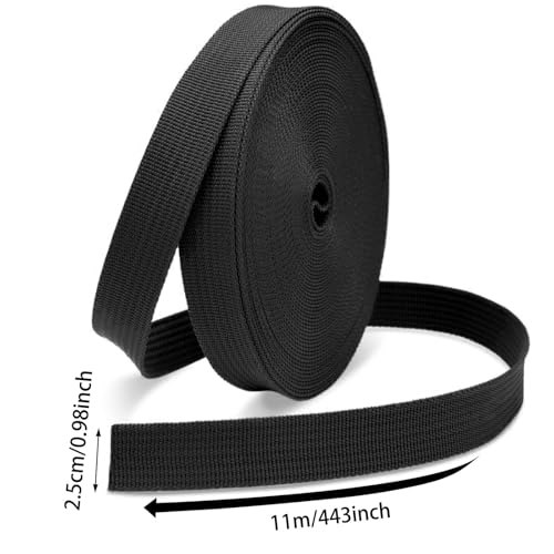 Woven Webbing Straps, 1 Inch Wide Polypropylene Webbing Tote Bags Leash Straps for Making Bag Handles, Dog Collars, Crafts Outdoor Supplies, 12 Yards Black - color: Black, size: 12 Yards