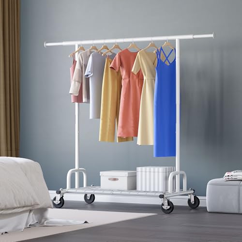 HOKEEPER Clothes Rack Collapsible Clothing Rack Capacity 525LBS White - color: White, size: 22"D x 75"W x 71"H