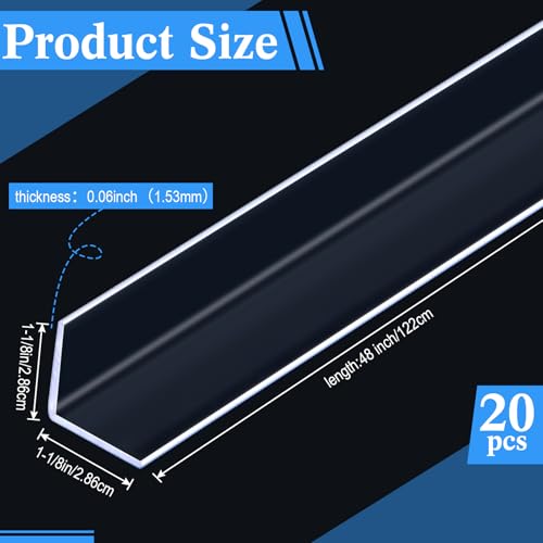 Sasylvia 20 Pcs Wall Corner Guard, 1-1/8 X 48 Inches, Clear, Vinyl - color: Clear, size: 1-1/8 x 1-1/8 x 48 Inches