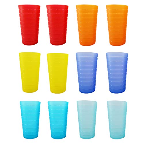 Plastic Reusable Cups set of 12, 22-ounce Iced-Tea Tumblers Rainbow - color: Rainbow Colors