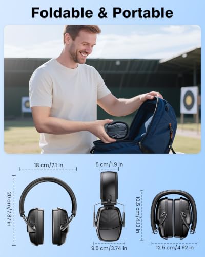 2Pack Ear Protection NRR 35dB Hearing Protection Ear Muffs for Shooting - color: Black, size: 2 Pack