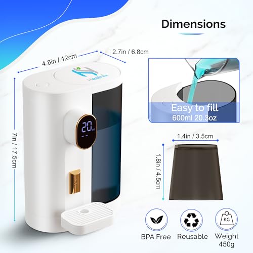 Automatic Mouthwash Dispenser for Bathroom (20.3 oz) - Touchless Smart Mouth Wash Dispenser with 4X Magnetic Cups - Wall-Mounted and Countertop Set for Kids and Adults Bathroom (White) - color: White